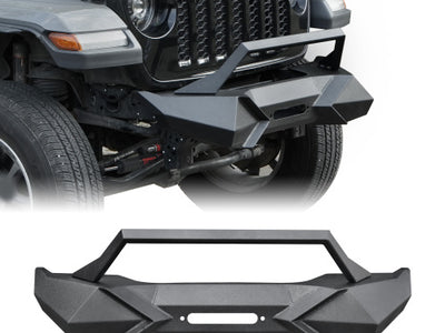 X Style Front Bumper With Winch Plate Compatible With Wrangler JK 2007-2018 JL - Heavy Duty Black Textured Manganese Steel Construction, Perfect For On And Off-Road Used